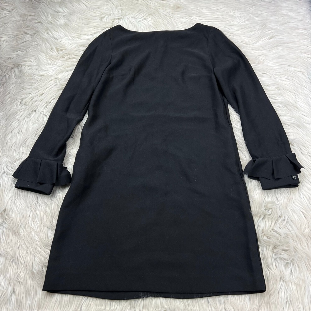Banana Republic Women's 0 Black Ruffle Cuff Button Back Shift Dress Witch Goth